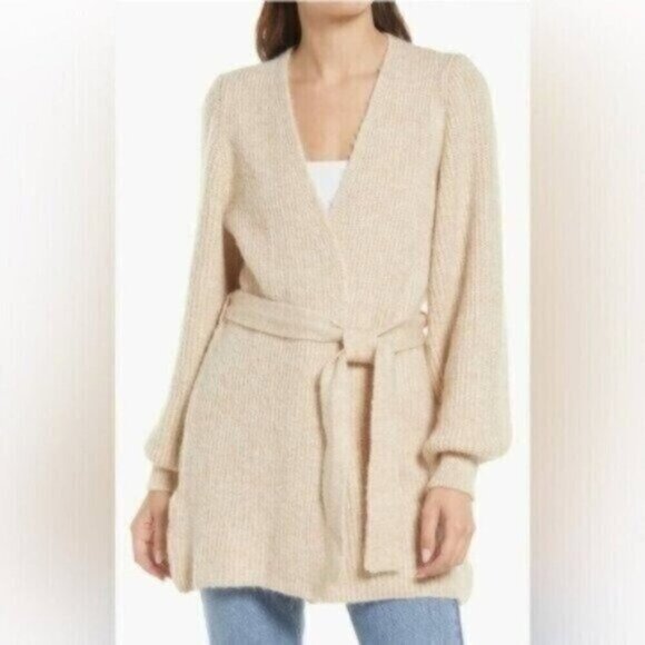 NWT Topshop Oversized Wool Cardigan Sweater Stone Beige Size XS Medium - Picture 1 of 7